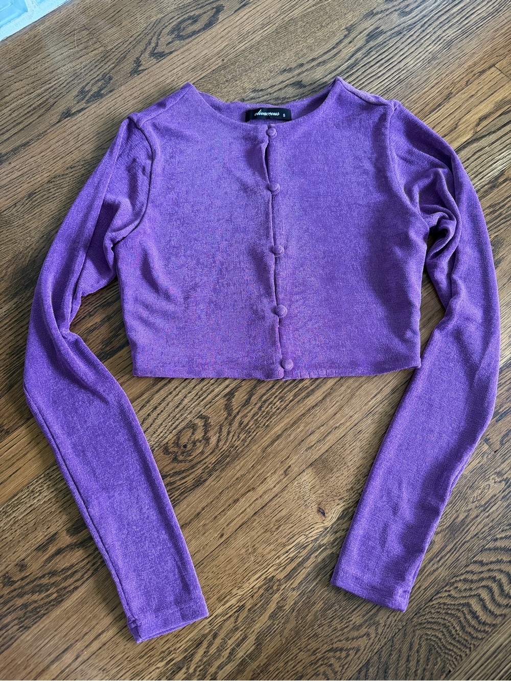 Olivaceous Vibrant Purple Cropped Cardigan